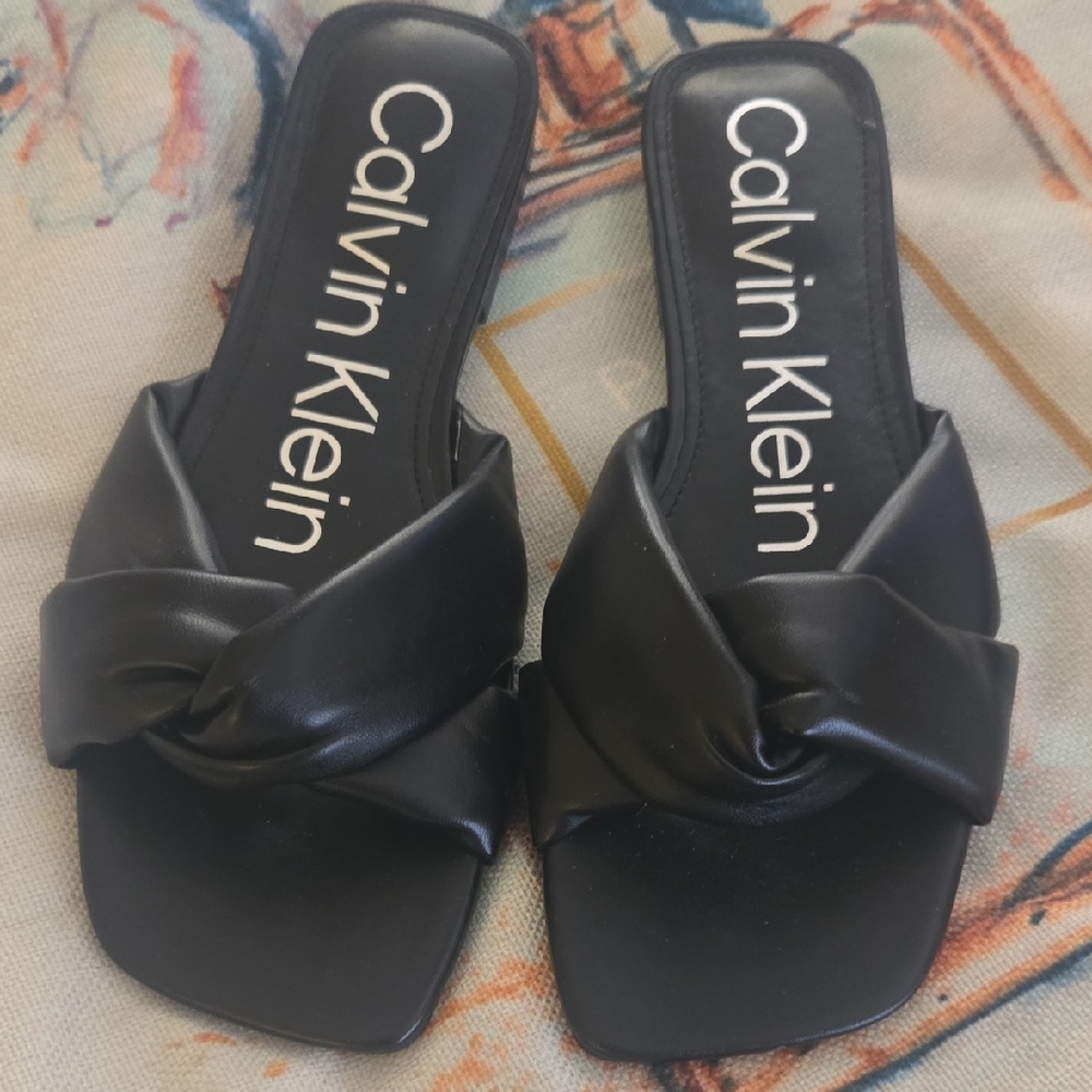Calvin Klein Black Knotted Slide Sandals